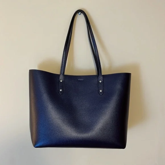 Coach Town Tote Metallic Cadet Blue Pebbled Leather New NWOT - Picture 5 of 6
